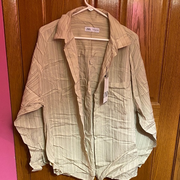 Zara Other - Zara Men's Beige Lightweight Shirt Jacket